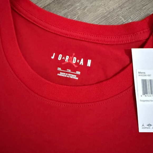 Jordan Men's Embroidered Jumpman Air T-Shirt Red Short Sleeve Crew Neck 2XL NWT - Picture 5 of 6